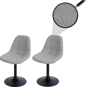 Zestaw 2 krzeseł do jadalni HWC-A60, krzesło kuchenne obrotowe, stal tkanina/tkanina bouclé (450g/m²) ~ taupe
