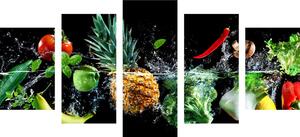 5-częściowy obraz organiczne owoce i warzywa