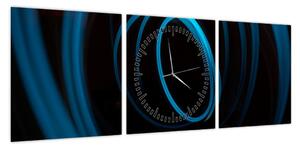 Obraz niebieskiej linii (z zegarem) (90x30 cm)