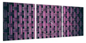 Obraz fioletowej tekstury (z zegarem) (90x30 cm)