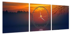 Obraz mostu o zachodzie słońca (z zegarem) (90x30 cm)