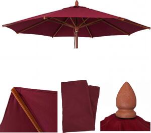 Zamienny pokrowiec do parasola słonecznego drewnianego HWC-C57b, pokrowiec na parasol, okrągły, średnica Ø4m, poliester, kolor: bordo