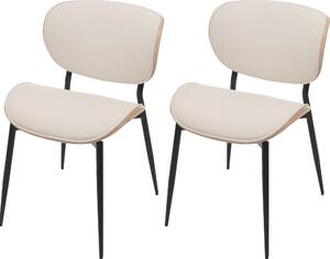 Zestaw 2 krzeseł do jadalni HWC-O45, krzesło, drewno gięte imitacja skóry 280g/m² Oeko-Tex ~ naturalny, biały