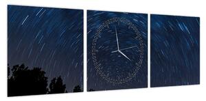 Obraz nocnego nieba (z zegarem) (90x30 cm)