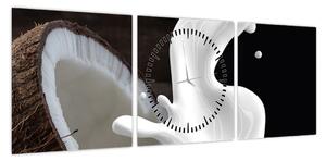 Obraz - mleko kokosowe (z zegarem) (90x30 cm)