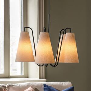 Globen Lighting Lampa wisząca Lou Bouclé 5, możliwość ściemniania, biały / opal, salon / jadalnia, tkanina / materiał / jedwab, design