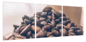 Obraz kawy (z zegarem) (90x30 cm)