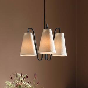 Globen Lighting Lampa wisząca Lou Bouclé 3, możliwość ściemniania, biały / opal, salon / jadalnia, tkanina / materiał / jedwab, design