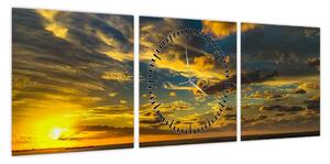 Zachód słońca nad morzem (z zegarem) (90x30 cm)