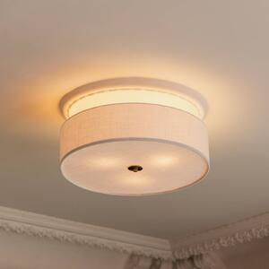 Globen Lighting – lampa sufitowa Noah, średnica 50 cm, biała możliwość ściemniania, biały / opal, salon / jadalnia, tkanina / materiał / jedwab, skandynawski
