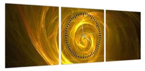 Obraz abstrakcyjnej żółtej spirali (z zegarem) (90x30 cm)