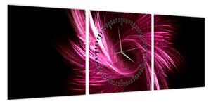 Obraz - różowa abstrakcja (z zegarem) (90x30 cm)
