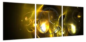 Abstrakcyjny obraz żółtych kul (z zegarem) (90x30 cm)