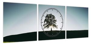 Obraz natury - drzewo (z zegarem) (90x30 cm)