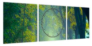 Obraz drogi wysadzanej drzewami (z zegarem) (90x30 cm)