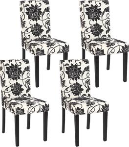 Zestaw 4 krzeseł do jadalni Krzesło kuchenne Littau ~ tkanina, żakard, ciemne nogi