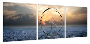 Obraz - Paryż z góry (z zegarem) (90x30 cm)