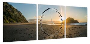 Obraz plaży (z zegarem) (90x30 cm)