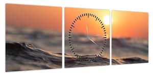 Obraz morskiej fali (z zegarem) (90x30 cm)