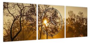 Obraz - Wschód słońca (z zegarem) (90x30 cm)