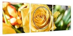 Obraz róży (z zegarem) (90x30 cm)