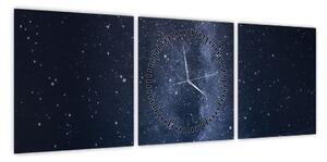 Obraz nieba z gwiazdami (z zegarem) (90x30 cm)
