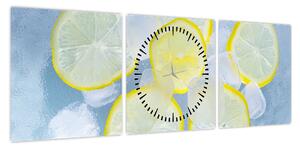 Obraz cytryn w lodzie (z zegarem) (90x30 cm)