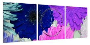 Obraz kolorowych kwiatów (z zegarem) (90x30 cm)