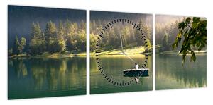 Obraz jeziora (z zegarem) (90x30 cm)