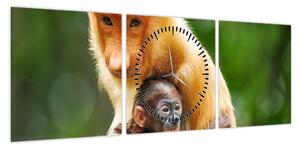 Obraz małp (z zegarem) (90x30 cm)