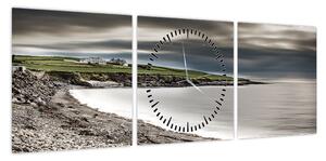 Obraz jeziora o zmierzchu (z zegarem) (90x30 cm)