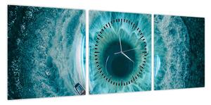 Obraz morza z łódką (z zegarem) (90x30 cm)