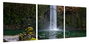 Obraz wodospadów (z zegarem) (90x30 cm)