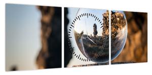 Obraz lupy i krajobrazu (z zegarem) (90x30 cm)