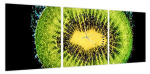 Obraz - szczegół kiwi w wodzie (z zegarem) (90x30 cm)