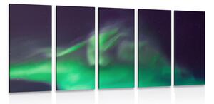 5-częściowy obraz zielona zorza polarna na niebie