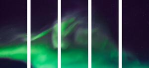 5-częściowy obraz zielona zorza polarna na niebie