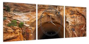 Obraz - tunel w skale (z zegarem) (90x30 cm)