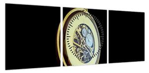 Obraz złotego zegarka kieszonkowego (z zegarem) (90x30 cm)