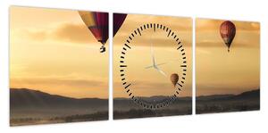 Obraz - latające balony (z zegarem) (90x30 cm)