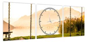 Obraz huśtawki w przyrodzie (z zegarem) (90x30 cm)