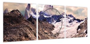 Obraz górskiego jeziora (z zegarem) (90x30 cm)