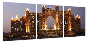 Obraz budowy w Dubaju (z zegarem) (90x30 cm)