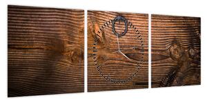 Obraz tekstury drewna (z zegarem) (90x30 cm)