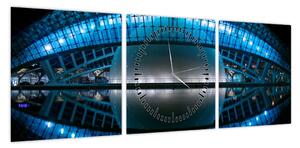 Obraz stadionu piłkarskiego (z zegarem) (90x30 cm)