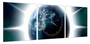 Obraz napromieniowanej planety (z zegarem) (90x30 cm)