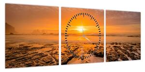 Obraz zachodu słońca (z zegarem) (90x30 cm)