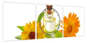 Obraz kwiatowego oleju (z zegarem) (90x30 cm)
