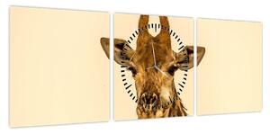 Obraz żyrafy (z zegarem) (90x30 cm)