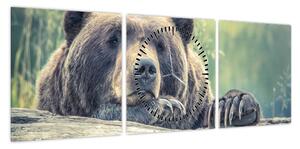 Obraz niedźwiedzia (z zegarem) (90x30 cm)
